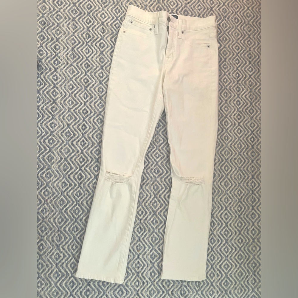 J-crew slim boyfriend white ripped jeans